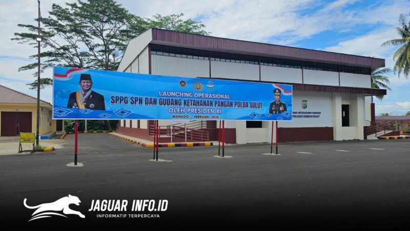 Penampakan fisik gudang ketahanan pangan Polda Sulut yang terletak di SPN Karombasan, Manado. Fasilitas seluas 564 meter persegi ini baru saja diresmikan oleh Presiden Prabowo Subianto secara virtual, Jumat (13/2/2026), untuk mendukung program Makan Bergizi Gratis (MBG).