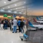 Suasana terminal keberangkatan Bandara Internasional Sam Ratulangi Manado yang dipadati penumpang saat puncak arus balik Lebaran 2026.