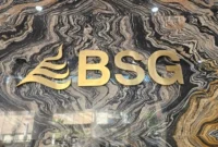Logo Bank BSG di salah satu kantor cabang. Manajemen memastikan stok dana lebaran sebesar Rp900 miliar aman di seluruh jaringan kantor dan ATM. Foto : Istimewa