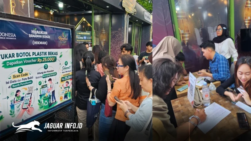 Sejumlah warga rela mengantre panjang untuk melakukan penukaran botol plastik voucher makanan senilai Rp25.000 di area Wisata Kuliner Ramadan 2026, Manado, Senin (02/03/2026). Foto : Istimewa