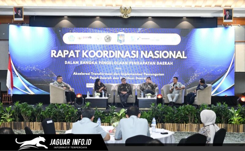 Direktur Utama Jasa Raharja Muhammad Awaluddin saat memaparkan strategi digitalisasi dalam Rakornas Pengelolaan Pendapatan Daerah 2026 di Jakarta.