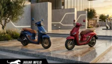 Tampilan elegan New Honda Stylo 160 dengan pilihan warna spesial Burgundy yang menonjolkan kesan retro modern.