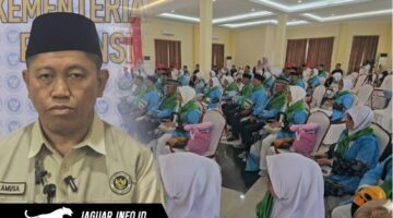 Jemaah haji Sulawesi Utara saat melakukan proses registrasi di Gedung Serbaguna Asrama Haji Tuminting Manado, Jumat (1/5/2026).