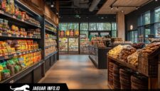 Tampilan rak display produk pada sektor retail modern yang tertata rapi, mencerminkan ketersediaan stok barang bagi konsumen