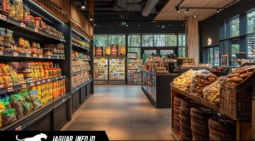 Tampilan rak display produk pada sektor retail modern yang tertata rapi, mencerminkan ketersediaan stok barang bagi konsumen