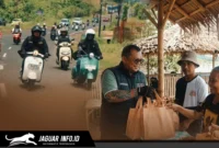 Jajaran Polda Sulut saat melaksanakan kegiatan Touring Kamtibmas dan membagikan bantuan sembako kepada warga di Sulawesi Utara.