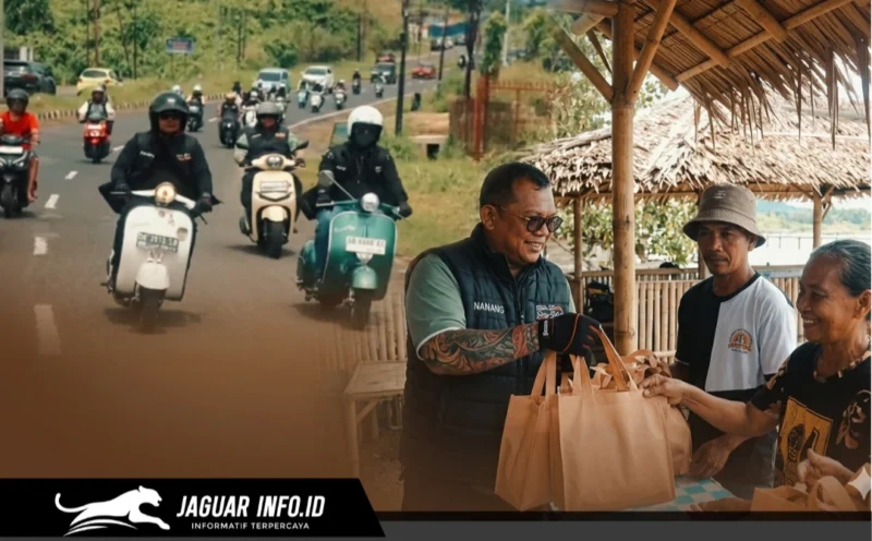 Jajaran Polda Sulut saat melaksanakan kegiatan Touring Kamtibmas dan membagikan bantuan sembako kepada warga di Sulawesi Utara.