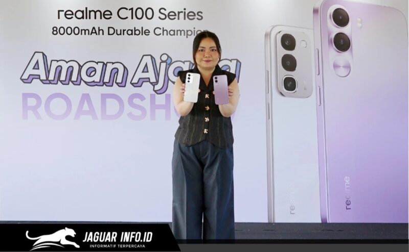 Suasana peluncuran Realme C100 Series Indonesia yang mengusung konsep baterai besar untuk anak muda.