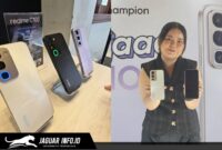 Tampak depan dan belakang varian produk yang memperlihatkan keunggulan Realme C100x dengan bodi yang tetap ramping.