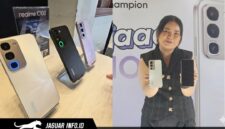 Tampak depan dan belakang varian produk yang memperlihatkan keunggulan Realme C100x dengan bodi yang tetap ramping.