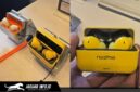 Desain Candy-Box ikonik dari perangkat audio nirkabel yang memengaruhi harga Realme Buds T500 Pro di pasaran.