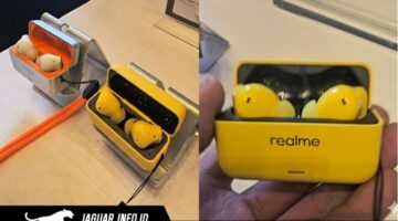 Desain Candy-Box ikonik dari perangkat audio nirkabel yang memengaruhi harga Realme Buds T500 Pro di pasaran.