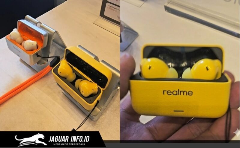 Desain Candy-Box ikonik dari perangkat audio nirkabel yang memengaruhi harga Realme Buds T500 Pro di pasaran.