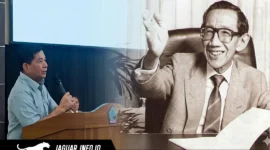 Ketua Majelis Keluarga Besar Permesta, Recky Langie, saat memaparkan materi mengenai pentingnya pemberian gelar pahlawan nasional kepada Prof. Sumitro Djojohadikusumo