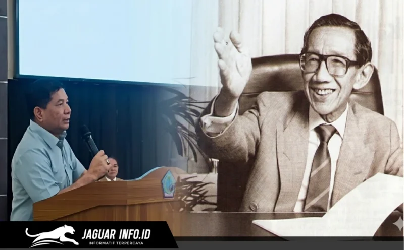 Ketua Majelis Keluarga Besar Permesta, Recky Langie, saat memaparkan materi mengenai pentingnya pemberian gelar pahlawan nasional kepada Prof. Sumitro Djojohadikusumo