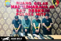 Barang bukti senjata api rakitan hasil sitaan Satreskrim Polres Minahasa Tenggara dari empat pria yang diamankan.