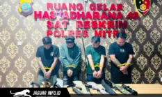 Pamer Senjata Api Rakitan di Media Sosial, Empat Pria di Minahasa Tenggara Ditangkap Polisi