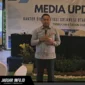 Kepala OJK Sulawesi Utara dan Gorontalo, Robert Sianipar, saat memberikan sambutan dalam kegiatan Media Update Triwulan II di NDC Resort and Spa, Manado, Kamis (25/06/26).