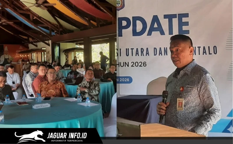 Kepala OJK Sulut Gorontalo, Robert Sianipar, saat memberikan keterangan dalam agenda Media Update Triwulan II di NDC Resort and Spa, Manado, 25/06/26.
