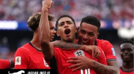 Pemain Timnas Inggris merayakan kemenangan atas Panama di New York New Jersey Stadium pada 28/06/26.