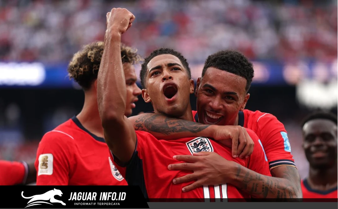 Pemain Timnas Inggris merayakan kemenangan atas Panama di New York New Jersey Stadium pada 28/06/26.
