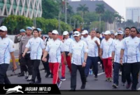 Kapolri Jenderal Listyo Sigit Prabowo saat menghadiri kegiatan olahraga bersama masyarakat di kawasan Car Free Day, Jakarta Pusat, Minggu (28/06/26).
