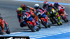 M. Kiandra Ramadhipa saat memacu motor NSF250RW pada ajang Moto3 Junior World Championship di Circuito de Jerez – Ángel Nieto, Spanyol (Foto: Dokumentasi AHM).