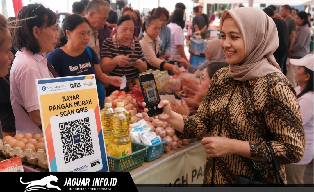 Gambar Ilustrasi, warga mencoba sistem digitalisasi pembayaran melalui pindai barcode saat mengikuti Gerakan Pangan Murah di Malalayang Beach Walk, Manado.
