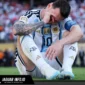 Lionel Messi tampak tertunduk usai Argentina kalah 1-0 dari Spanyol pada laga Final Piala Dunia di East Rutherford.