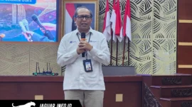 Purwanto saat memberikan keterangan kepada awak media dalam kegiatan bincang media SENJA di KPw BI Provinsi Sulut, 21/07/26.