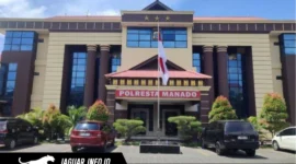 Gedung Polresta Manado, tempat laporan kasus dugaan pengrusakan dan penganiayaan diproses.