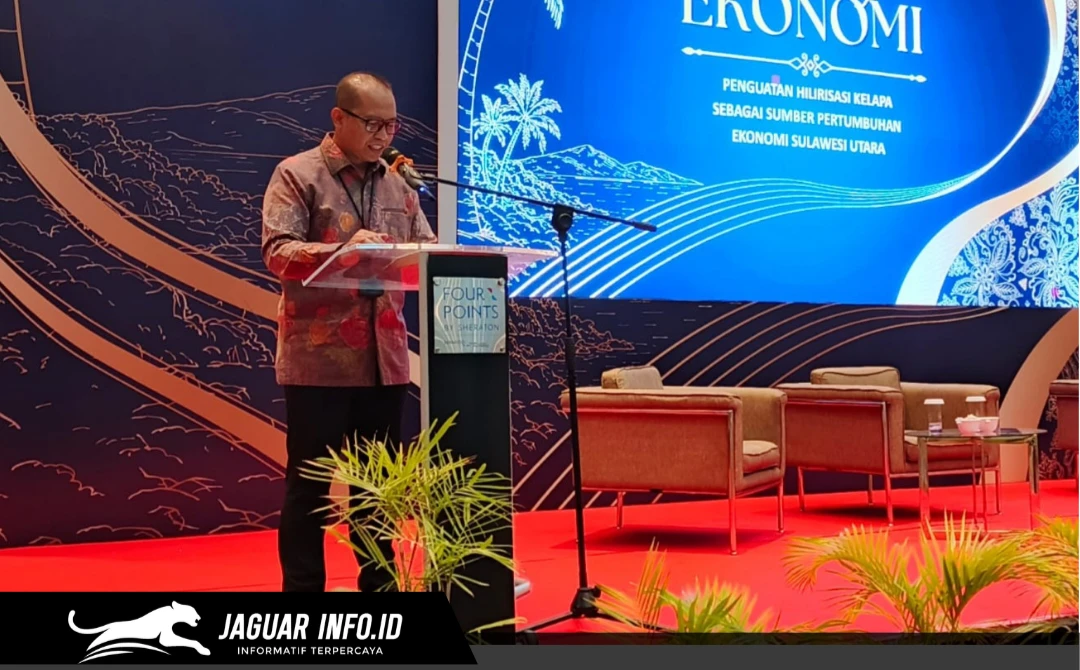 Deputi Kepala Perwakilan Bank Indonesia (BI) Provinsi Sulawesi Utara saat memaparkan Laporan Perekonomian Provinsi (LPP) periode Mei 2026 dan potensi hilirisasi kelapa di Manado, Kamis (30/7).