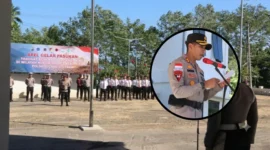 Keterangan: Kapolres Kepulauan Sitaro, AKBP Ronald A. Mauboy, saat memimpin apel kesiapsiagaan personel dan peralatan dalam rangka pencegahan kebakaran hutan dan lahan (karhutla) beberapa waktu lalu.