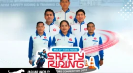 Enam perwakilan tangguh PT DAW untuk kompetisi keselamatan berkendara tingkat nasional.