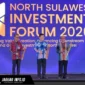 Wakil Gubernur Sulut Viktor Mailangkay, Direktur Wilayah III BKPM Abdul Qodir, dan Kepala KPw BI Sulut Joko Supratikto resmi membuka North Sulawesi Investment Forum (NSIF) 2026 dengan membunyikan alat musik tradisional tetengkoren di Manado, Jumat (7/8/2026).