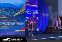 Joko Supratikto saat memberikan sambutan dan memaparkan 3 poin strategis investasi dalam ajang North Sulawesi Investment Forum (NSIF) 2026.