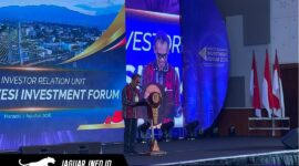 Joko Supratikto saat memberikan sambutan dan memaparkan 3 poin strategis investasi dalam ajang North Sulawesi Investment Forum (NSIF) 2026.