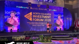 Kepala DPMPTSPD Sulut, Hermina Syaloom Dailly Korompis, saat menyampaikan laporan pada acara NSIF 2026.