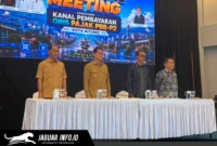 Wali Kota Bitung Hengky Honandar dan Kepala Perwakilan BI Sulut Joko Supratikto saat memimpin High Level Meeting sekaligus meluncurkan QRIS PBB Bitung di Favehotel, 11/08/26.