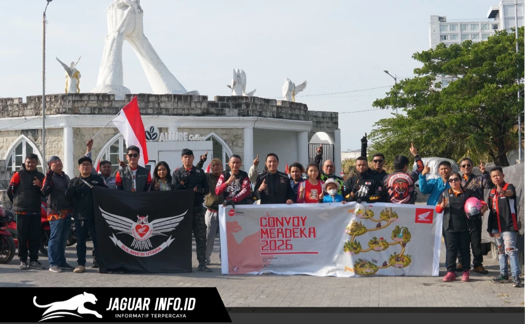 Peserta Honda Community Convoy Merdeka bersiap melakukan perjalanan melintasi berbagai destinasi ikonik di Manado untuk merayakan Hari Kemerdekaan, Minggu (16/08/26).