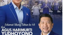 Flyer ucapan selamat ulang tahun ke-48 untuk Ketua Umum Partai Demokrat sekaligus Menteri Koordinator Infrastruktur dan Pembangunan Kewilayahan RI, Agus Harimurti Yudhoyono (AHY), dari DPD Partai Demokrat Sulawesi Utara.