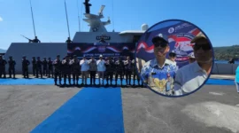 Kepala Biro Perekonomian Setdaprov Sulut, Reza A.W. Dotulung, saat memberikan keterangan pers dalam kegiatan Ekspedisi Rupiah Berdaulat 2026 di Dermaga Samuel Languyu, Satrol Kodaeral VIII, Jumat (11/9/2026).