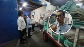 TPID Sulut di Cargo Bandara Sam Ratulangi  saat memantau tibanya Cabai rawit dari Probolinggo