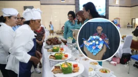 Jajaran pengurus TP PKK dari berbagai kabupaten dan kota tampak antusias mengikuti rangkaian lomba cipta menu pangan lokal, berdampingan dengan pemaparan materi strategis oleh Kepala KPw BI Sulut Joko Supratikto mengenai pentingnya diversifikasi dan hilirisasi komoditas pangan untuk pengendalian inflasi di Graha Gubernuran Sulut.