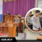 Kapolres Sitaro AKBP Ronald Andry Mauboy saat berbaur dan memberikan imbauan kamtibmas kepada jemaat di Gereja GMIST Eirene Hiung, Minggu (06/08/26).