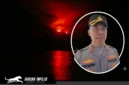 Kondisi lereng Gunung Api Awu, Kabupaten Kepulauan Sangihe, yang terbakar merah menyala saat tim gabungan TNI, Polri, dan masyarakat berupaya melakukan pemadaman manual.