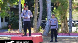 Kapolres Tomohon AKBP Novrial Alberti Kombo saat menyampaikan imbauan pengamanan Pengucapan Syukur Tomohon 2026 di Lapangan Kantor Wali Kota Tomohon, 11/09/2026.