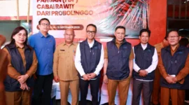 Jemmy Ringkuangan bersama jajaran TPID Sulut dalam kegiatan Fasilitasi Distribusi Pangan (FDP) di Pasar Bersehati, Manado, 15/08/26.