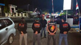 Tim URC Polres Kotamobagu melaksanakan apel persiapan sebelum memulai patroli rutin dan penertiban keributan di Kelurahan Sinindian pada 19/09/26.