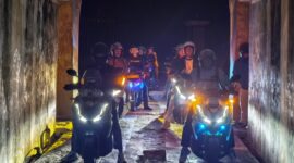 Komunitas Honda saat mengikuti kegiatan penelusuran di Terowongan Bulo, Manado.